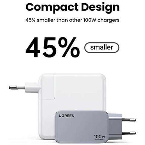 Ricaricatore Rapido con Cavo USB-C Nexode Pro EU 3-Port Universale Colore Nero e Grigio - Foto 3