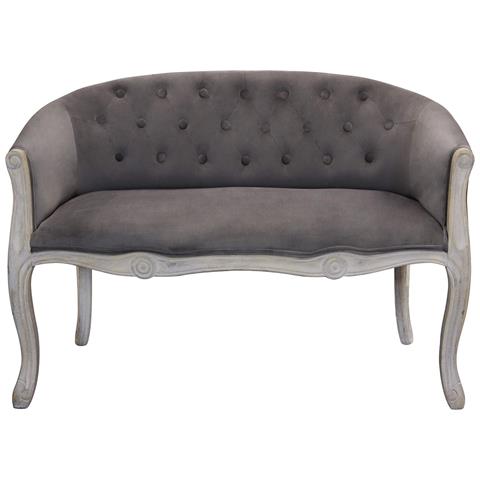 Divano Vintage In Velluto Taupe Con Struttura In Legno Decorata Parigino - Foto 2