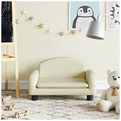 Divano Per Bambini Crema 50x40x30 Cm In Similpelle - Foto 1