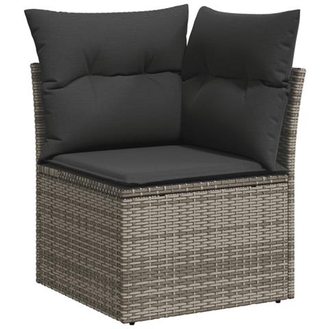Set Divani Da Giardino 7 Pz Con Cuscini Grigio In Polyrattan - Foto 3