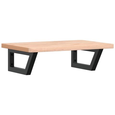 Ripiano A Parete Per Lavabo In Acciaio E Massello Di Faggio - Foto 1