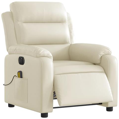 Poltrona Massaggiante Elettrica Reclinabile Crema Similpelle - Foto 2