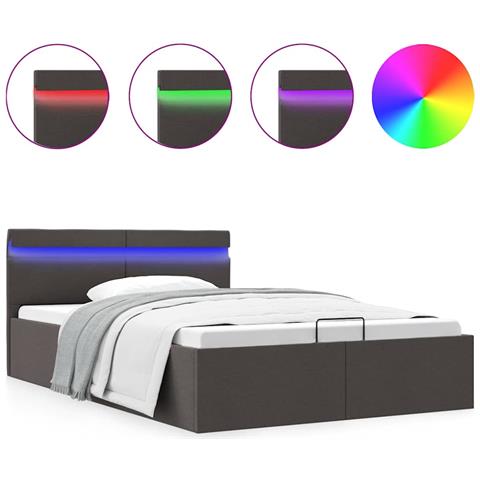 Lusso Casadino -  Giroletto Con Contenitore E Led Grigio Scuro Tessuto 120x200 Cm - Foto 1