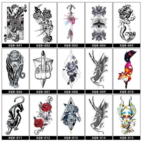 Adesivo Per Tatuaggio Temporaneo A Braccio Con Fiore Animale Nero - Impermeabile E Di Lunga Durata - Foto 4