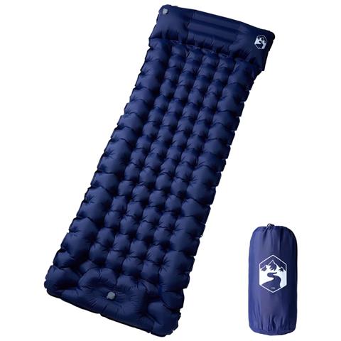 Materasso Campeggio Autogonfiabile Cuscini 1 Persona Blu Marino - Foto 1