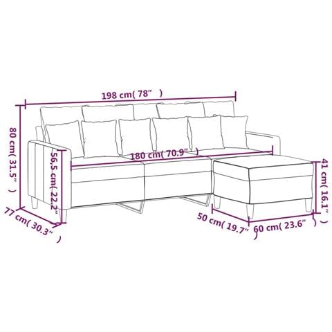 Divano a 3 Posti con Poggiapiedi rosa 180 cm in Velluto - Foto 7