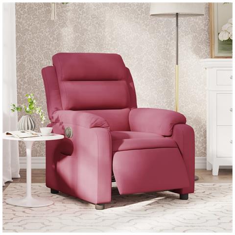 Poltrona Elettrica Reclinabile Rosso Vino in Tessuto - Foto 2