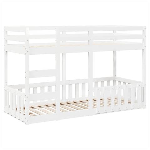 Letto a Castello Bianco 90x190 cm in Legno Massello di Pino - Foto 1