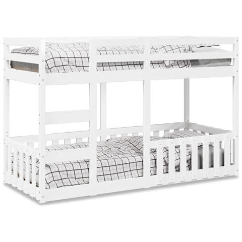 Letto a Castello Bianco 90x190 cm in Legno Massello di Pino - Foto 2