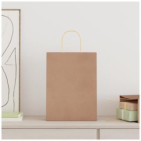 Sacchetti di Carta 250 pz con Manici Marrone 26x12x35 cm - Foto 2