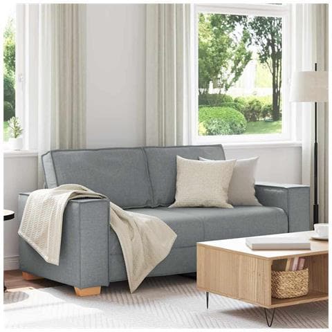 Divano a 2 posti Grigio Chiaro 140 cm Tessuto - Foto 2