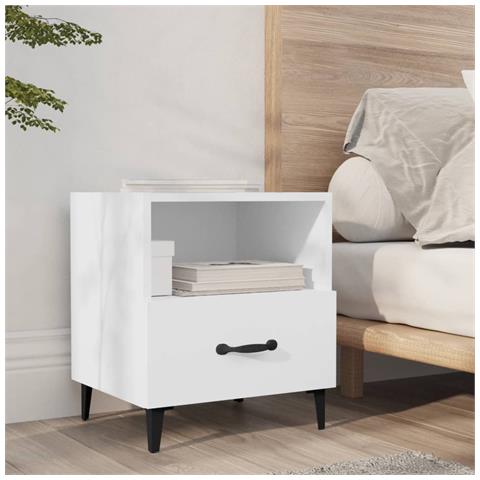 Lusso Casadino -  Comodino Bianco In Legno Multistrato - Foto 8