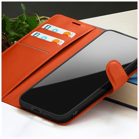 Custodia A Portafoglio Per Xiaomi Redmi 13c Con Supporto E Linguetta, Arancione - Foto 2