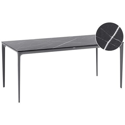 Tavolo Da Pranzo Da Giardino Sovareto 180 Cm 90 Cm Effetto Marmo Marmo Nero - Foto 2