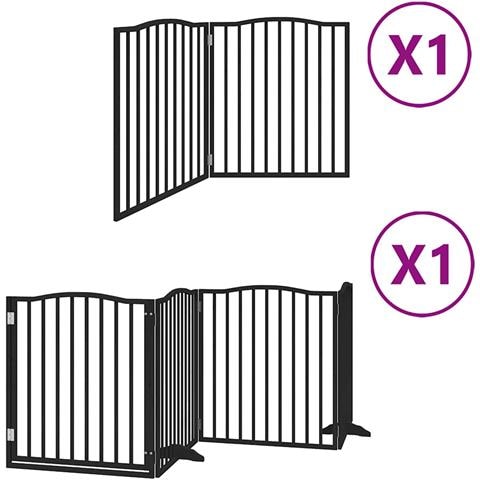 Cancello per Cani Porta Pieghevole Nero 6 Pannelli 480cm Pioppo - Foto 1