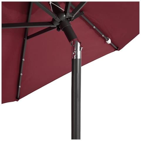 Ombrellone Giardino LED Palo Acciaio Rosso Bordò 225x225x212 cm - Foto 9