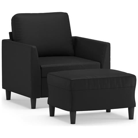 Poltrona con Poggiapiedi Nero 60 cm in Similpelle - Foto 1