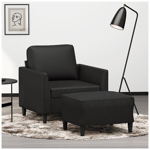 Poltrona con Poggiapiedi Nero 60 cm in Similpelle - Foto 2