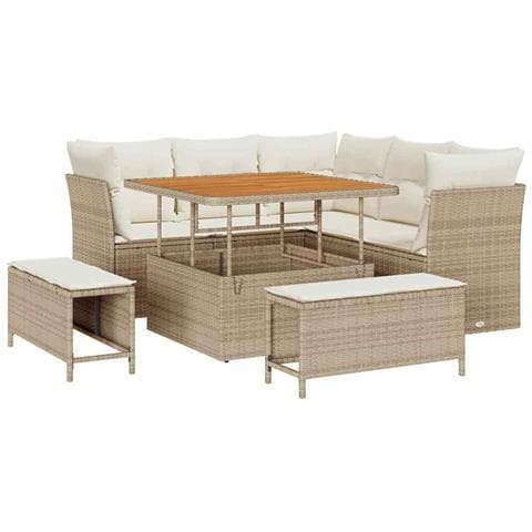 Set Divano da Giardino 8 pcs Beige polyrattan - Foto 1