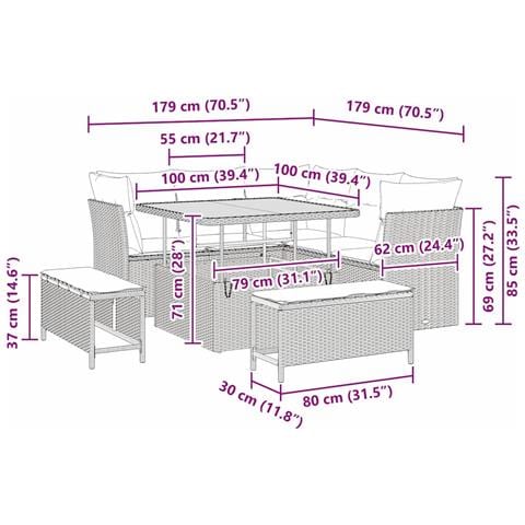 Set Divano da Giardino 8 pcs Beige polyrattan - Foto 9