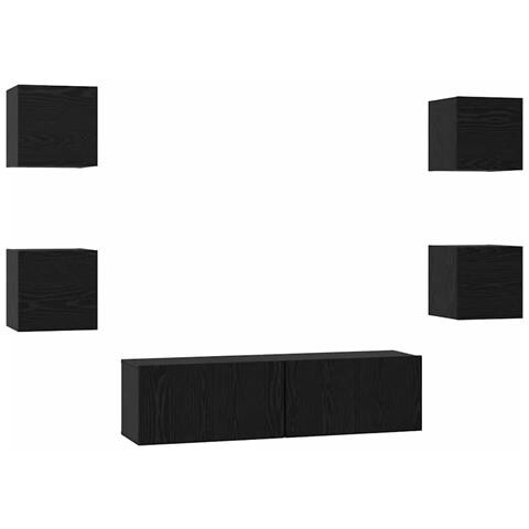Set mobile TV 6 pcs Rovere nero Media 120 x 30 x 30 cm - Foto 1
