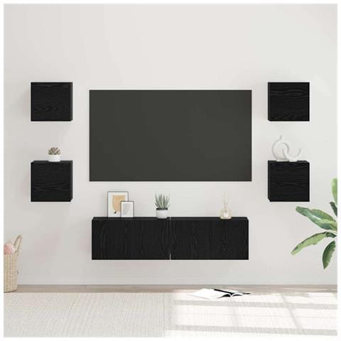 Set mobile TV 6 pcs Rovere nero Media 120 x 30 x 30 cm - Foto 2