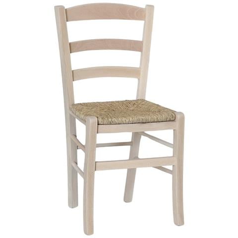 Sedia Paesana In Legno Di Faggio Grezzo Da Verniciare Con Seduta In Paglia - Foto 1