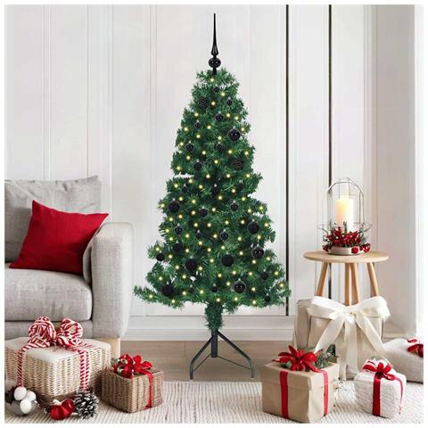 Albero di Natale Artificiale Angolare con 150 LED Verde 150 cm - Foto 2