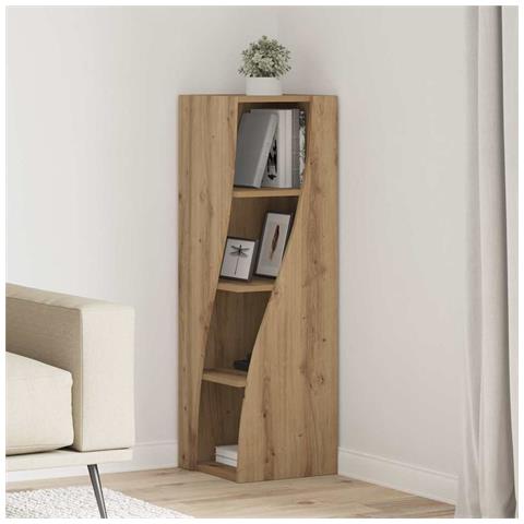 Mobile angolare Bianco 32x32x102cm Legno multistrato - Foto 2