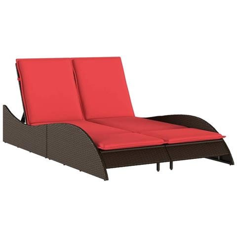 Lettino Prendisole con Cuscini Marrone 114x205x73 cm in Polyrattan - Foto 1