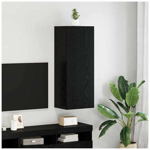 Mobile TV da parete Rovere Nero 40,5 x 30 x 102 cm - Foto 2