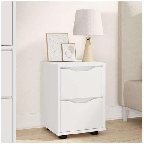 Comodino Bianco 30,5 x 30 x 43 cm Legno multistrato - Foto 2