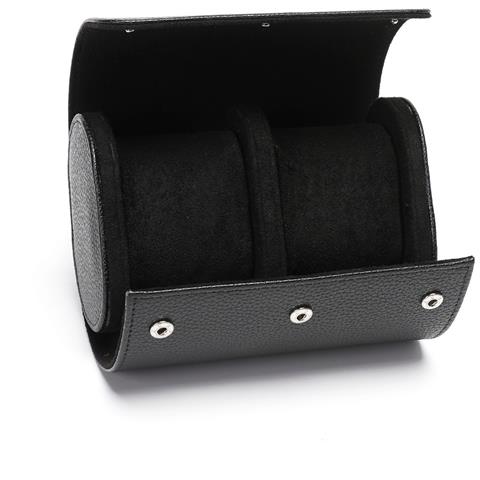 Custodia Portatile Da Viaggio Per 2 Orologi In Pelle Pu Grana Litchi Black - Foto 1