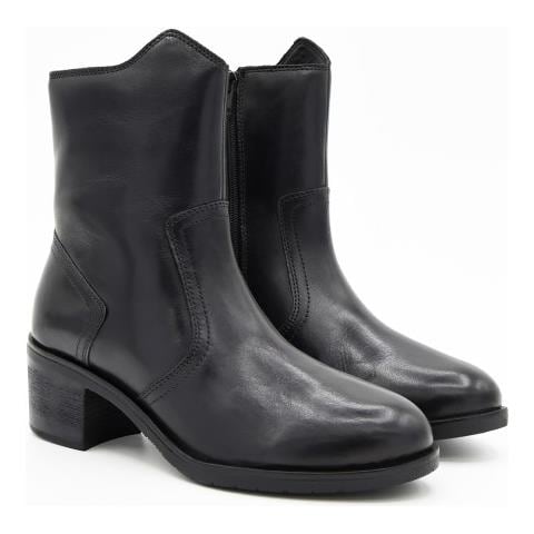 Stivaletti Da Donna In Pelle Con Tacco, Neri. - Foto 1