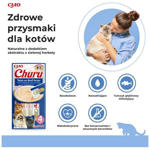 Churu Tuna Con Ricetta Di Manzo - Crocchette Per Gatti - 4x14 G - Foto 1