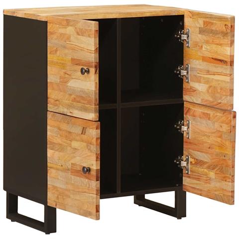 Mobile laterale Marrone 60 x 33 x 75 cm Legno di mango massello - Foto 2
