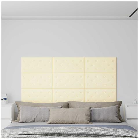 Testiera da Parete 12 pcs Crema 60 x 30 cm Pelle Sintetica - Foto 2