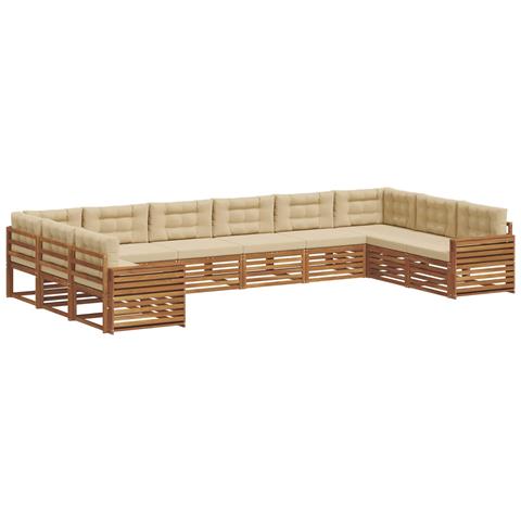 Set divani 10 pcs Naturale e Beige Legno di Acacia Massello - Foto 1