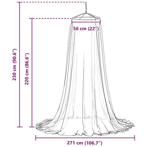 Zanzariera per letto 156 maglia 3 pcs Bianco Poliestere - Foto 6