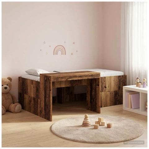 Letto alto per bambini con scrivania Legno antico 75 x 190 cm - Foto 2