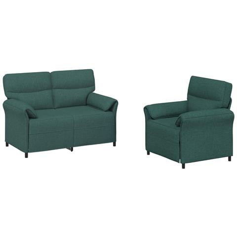 Set di divani 2 pz Verde Scuro Tessuto - Foto 1