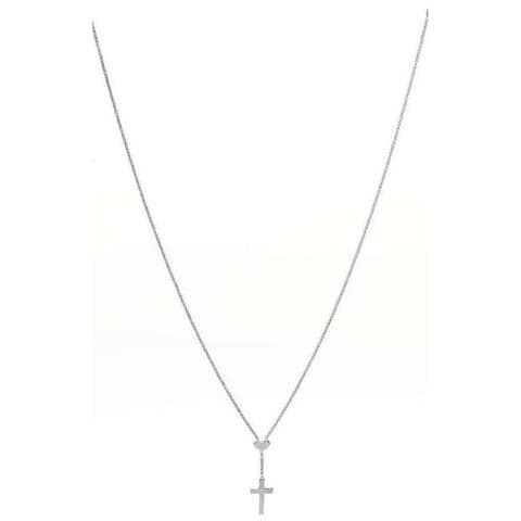 Collana In Argento 925 - Collezione Prega, Ama - Colore Rodio - Misura Unica Collana Cuore E Croce - Foto 2