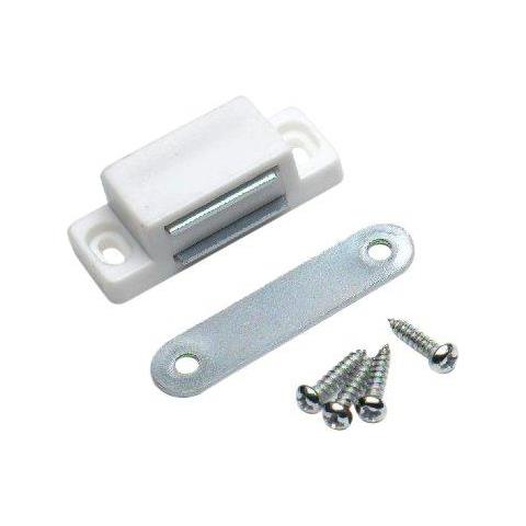 Bh00396 Heavy Duty Magnetica Armadio Porta Dellarmadio Catture Piccolo 43 X 18 Mm Con Il Piatto Unico E Viti 6 Kg Pull Forza - Bianco Confezione Da 4 - Foto 1