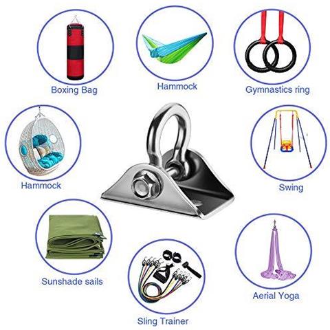 Heavy Duty Swing Ganci Ganci Set Di 2 Fissa In Acciaio Inox Hammock Ganci Con Vite 1000lb Capacit Di Calcestruzzo Insiemi Di Legno Playground Veranda Interni Esterni Sedile Trapeze Yoga Gym - Foto 2