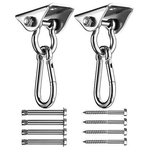 Heavy Duty Swing Ganci Ganci Set Di 2 Fissa In Acciaio Inox Hammock Ganci Con Vite 1000lb Capacit Di Calcestruzzo Insiemi Di Legno Playground Veranda Interni Esterni Sedile Trapeze Yoga Gym - Foto 1