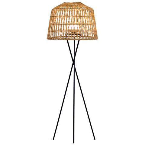 Lampada Da Terra Da Esterni Led 9w Amalfi 145 Battery Nero Bianco Caldo 2700k 1480xø490 Mm Fibre Naturali - Foto 1