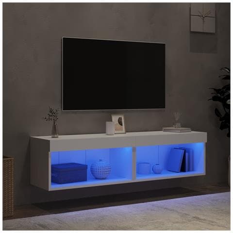Mobili Tv Con Luci Led 2pz Bianchi 60x30x30 Cm - Foto 3