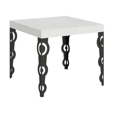 Tavolo Allungabile 90x90/246 Cm Karamay Telaio Antracite - Cemento - Foto 1