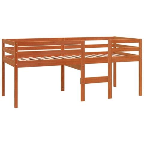 Letto A Soppalco Marrone Cera 75x190 Cm Legno Massello Di Pino - Foto 2