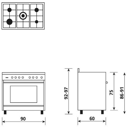 Cucina ElettricaST96TVI 5 Fuochi a Gas Forno Elettrico Multifunzione Ventilato Classe A Dimensioni 90 x 60 cm Colore Acciaio Inossidabile Serie Specialista - Foto 3